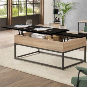 Idmarket Table basse plateau relevable noir BOSTON design industriel