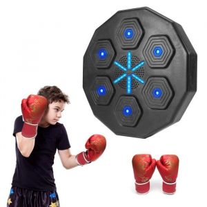 Machine de Boxe Musicale &eacute;lectronique, Boxe Musicale Murale, Tapis de Frappe Mural et capteur Bluetooth+Gants pour enfants