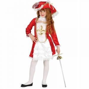 Fiesta guirca Déguisement mousquetaire rouge fille 5 à 6 ans (110-115 cm)