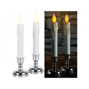 Image de Britesta Set de 2 bougies LED effet flamme vacillante avec chandeliers