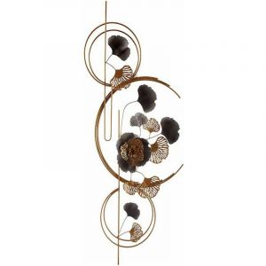 Décoration Suspendue Fleurs Murale Doré Métal Cuivre (60 x 150 x 7,5 cm)