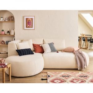 Santorini - module d'assise méridienne gauche - en tissu texturé - Beige