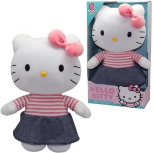 Gptoys Hello Kitty, Peluche, 30 cm, Modèle Robe Denim, pour Les Enfants dès 3 Ans, HKT131