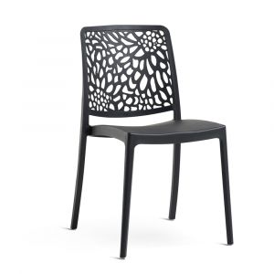 Lot de 6 chaises de jardin empilables en polypropylène noir