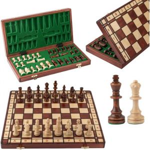 Tournoi Jeu d'échecs en Bois de Professionnel Haut de Gamme Échiquier incrusté d'acajou et sycomore / chêne / Noyer / wengé et pièc