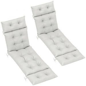 Outsunny Lot de 2 coussins de chaise longue - coussin bain de soleil &eacute;pais, confortable - 6 attaches -190 x 56 x 10 cm - gris