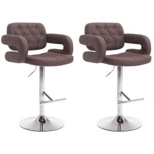 Lot de 2 tabourets de bar Dublin en tissu marron