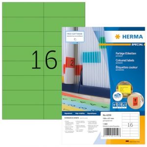 Herma 4259 Étiquettes 105 x 37 A4 1600 pièces Vert
