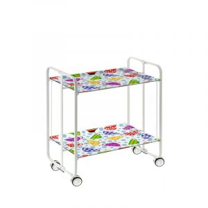 Don hierro Table roulante pliante bauhaus châssis blanc, 2 plateaux - 47