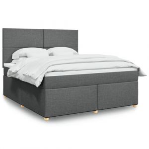 VidaXL Sommier &agrave; lattes de lit avec matelas Gris fonc&eacute; 180x200cm Tissu