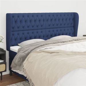 VidaXL Tête de Lit avec Oreilles Meuble de Chambre à Coucher Accessoire de Lit Double Tête de Cadre de Lit Intérieur Bleu 183x23x118/128 cm Tissu 3118312
