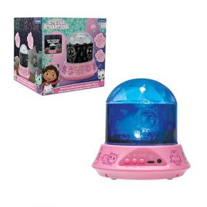 Lexibook Gabby et la Maison Magique, Veilleuse avec Enceinte, Projections de Gabby's Dollhouse, Lumières kaléidoscopiques au Plafond, Haut Parleur avec Prise auxiliaire, Rechargeable, NLJ035GDH
