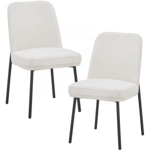 Mobilier Deco - kayna - Lot de 2 chaises en tissu blanc écru pieds en métal noir