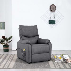 Image de VidaXL Betterlife - Fauteuil inclinable de massage Gris foncé Tissu 3837-A