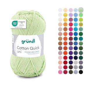 Gründl Laine Cotton Quick uni - Laine pour crochet - 100% coton - Laine pour tricot - Fil de coton brillant - 1 pelote 50 g / 125 m - Taille des aiguilles 3-4 - Vert tilleul