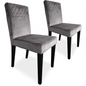 Menzzo Lot de 2 chaises matelassées Milo Velours Argent