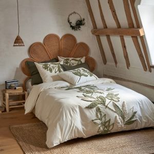 Housse de couette coton, Piana Blanc/Vert Taille 140x200 cm;200x200 cm;240x220 cm;260x240 cm