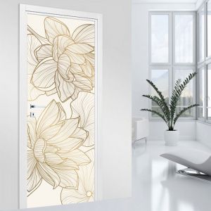 Lumal&eacute;a - Stickers pour porte - Fleurs - 63 x 205 cm - Adh&eacute;sif mat