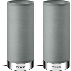Monzana Lampe de table led Set de 2 Capteur tactile luminosit&eacute; r&eacute;glable E14 Chambre Salon Bureau &eacute;clairage int&eacute;rieur Gris chrom&eacute;
