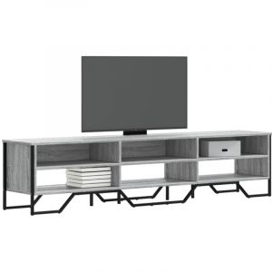 VidaXL Meuble TV sonoma gris 180x34x41 cm bois d'ingénierie, support TV, buffet TV, meuble multimédia, banc TV, meuble hifi, centre de divertissement