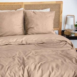 Coté Déco Parure de lit flanelle douce et confort Beige 240x220 cm