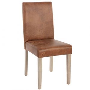Mendler Lot de 2 chaises de s&eacute;jour Littau, fauteuil ~ tissu, aspect daim, aspect cha&icirc;ne des pieds