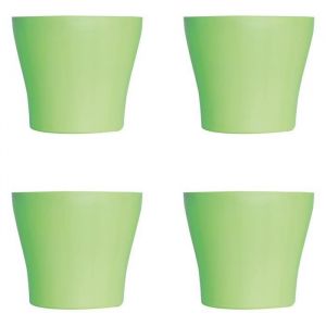 Image de BMI Lot de 4 Pots à Fleurs en Plastique Vert Avec Cache-Pot GH629GR St Helens Home and Garden - 20 Cm x 14.5 Cm