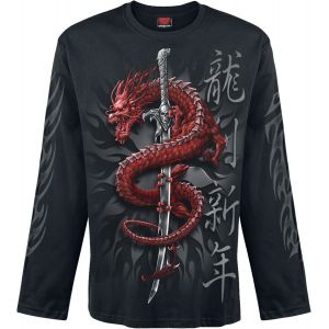 T-shirt manches longues de Spiral - Oriental Dragon Longsleeve - L à XL - pour Homme - noir