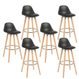 Box and beyond Lot de 6 tabourets .blanc pieds en bois naturel 39,5x44x91cm