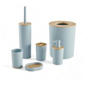 Today Access SDB, Lot de 6, en Plastique, Bambou, Ensemble Complet, Blue