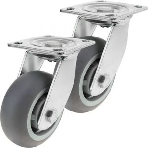 Roulettes industrielles en polyur&eacute;thane sans frein 125 mm 2 &eacute;l&eacute;ments Primematik