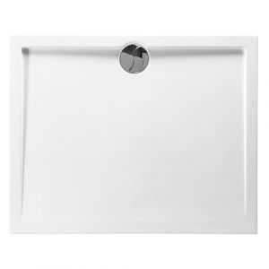 Allibert Receveur de douche rectangle 120 x 80 x 4 cm bonde centr&eacute;e polyb&eacute;ton blanc - SLIM
