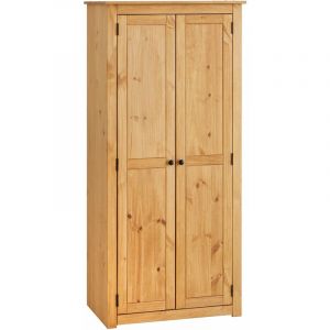 Idimex Armoire CANCUN penderie avec 1 étagère derrière 2 portes battantes, en pin massif finition teintée/cirée