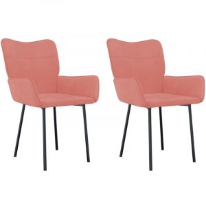 VidaXL Chaises de salle &agrave; manger 2 pcs Rose Velours Pink