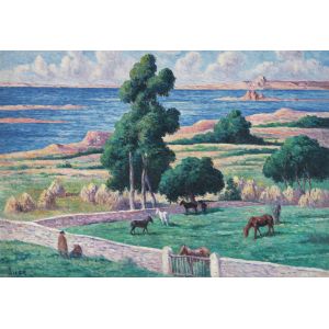 Image de Grafika Puzzle Maximilien Luce - L'Île à bois, Kermouster, Lézardrieux, 1914