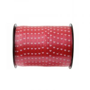 Bolduc rouge coeurs blancs