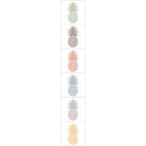 Image de Plage Sticker déco carrelage Ananas colorés vinyle 15x15 cm Multicolore - Décoration carrelage adhésive - Ananas colorés - 6 planches - 15x15 cm - Multicolore