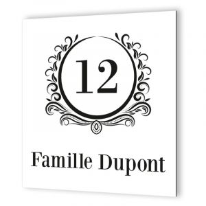 Numéro de maison extérieur personnalisable en Dibond Blanc Picto Noir · modèle Luxury - Blanc