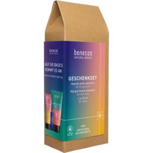 Benecos Coffret Cadeau Natural Basics Sensitiv - Crème Mains, Lotion Corporelle & Baume à Lèvres - 1 kit
