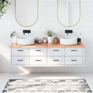 VidaXL Comptoir de salle de bain marron 180x60x(2-4) cm bois traité