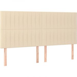 VidaXL Tête de Lit à LED Meuble de Chambre à Coucher Accessoire de Lit Double Tête de Cadre de Lit Intérieur Crème 160x5x118/128 cm Tissu