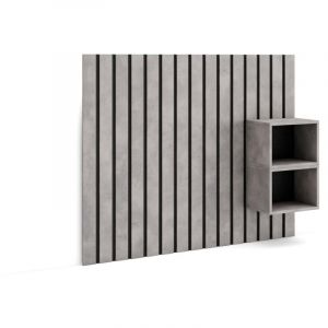 Tête de lit - Avec Tables de Chevet - 133x3x107 cm - Lit de 80,90,110 cm - Panneaux Muraux - Style moderne - Ciment - Skraut Home