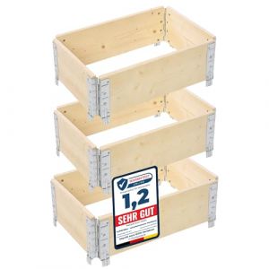 Garronda Carr&eacute; Potager modulable en Bois Naturel 60x40x20 cm &ndash; Jardini&egrave;re ext&eacute;rieure en palettes, empilable et Pliable, pour Jardin, Plantes, Fleurs,