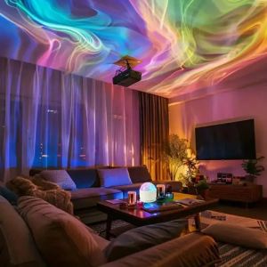 Projecteur De Lumi&egrave;res Aurora Avec Effet Ondulation D'eau, Lampe Led Ciel 16 Couleurs Rechargeable Usb Avec T&eacute;l&eacut