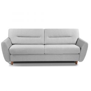 Image de Italian Spirit Canapé convertible COPENHAGUE matelas 15cm système rapido 140cm cuir vachette recyclé gris clair