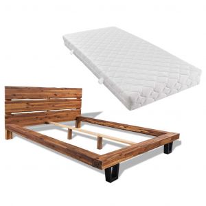 Image de VidaXL Lit avec matelas Bois d'acacia massif 140 x 200 cm