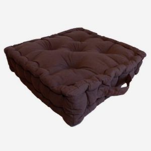 Image de Coussin de sol 40x40x9 Chocolat - Coussin de sol 5 boutons, garnissage 100% coton