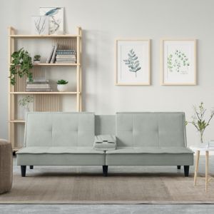 VidaXL Canapé-lit avec porte-gobelets gris clair velours Gris clair
