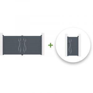 Pack portail battant LIFE 350x180cm + Portillon LIFE 100x180cm