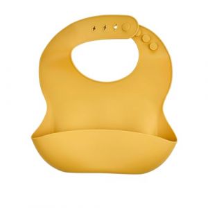 Thermobaby Bavoir En Silicone - Bavoir Bebe Avec R&eacute;cup&eacute;rateur - Bavoir Souple - Bavoir Ajustable Et Facile &agrave; Nettoyer - Jaune Miel